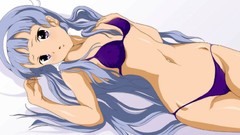 Anime anime girls lingerie purple eyes ecchi bikini silver hair 
