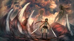 Anime anime girls mikasa ackerman shingeki no kyojin