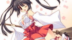 Anime anime girls miko cleavage underwear panties Japanese 