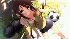 Anime anime girls natsu no ame soccer ball skirt smiling kantoku