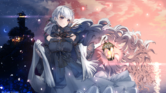 Anime anime girls original characters long hair lantern morning