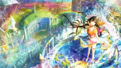 Anime anime girls original characters rainbows