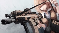Anime anime girls original characters weapon gun blonde bangs