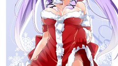 Anime anime girls purple hair Christmas outfits