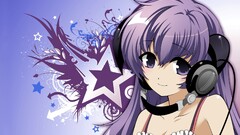 Anime anime girls purple hair headphones purple eyes Women