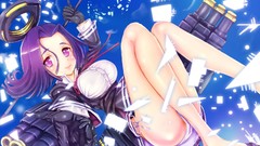 Anime anime girls purple hair purple eyes underwear nipples 