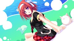 Anime anime girls redhead purple eyes miniskirt