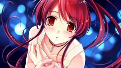 Anime anime girls redhead red eyes blushing necklace hands Women
