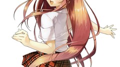 Anime anime girls school uniforms artwork Simple Background 