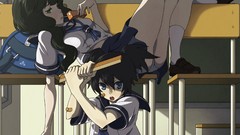 Anime anime girls school uniforms bandages black rock shooter