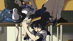 Anime anime girls school uniforms bandages black rock shooter