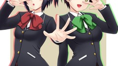 Anime anime girls school uniforms heterochromia seifuku 