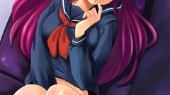 Anime anime girls school uniforms uniforms purple hair 
