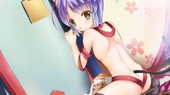 Anime anime girls short hair animal ears purple hair ecchi nude 