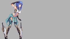 Anime anime girls Simple Background blue hair gray background