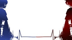 Anime anime girls Simple Background blue red white background