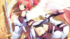 Anime anime girls soft shading girls with swords