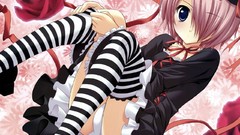 Anime anime girls striped legwear