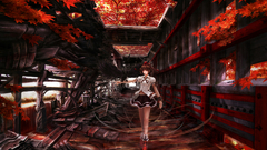 Anime anime girls touhou shameimaru aya Trees crow skirt Women