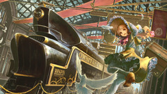 Anime anime girls train station