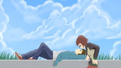 Anime anime girls true tears laying down