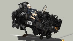 Anime anime girls vehicles gray hair mecha