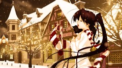 Anime anime girls winter snow original characters