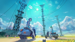 Anime anime girls women outdoors Eureka (character) vehicle sky