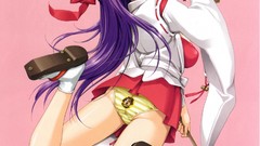 Anime anime girls yellow eyes purple hair panties artwork boobs 