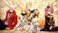 Anime armor beds gilgamesh cleavage bed sheets artwork boobs 
