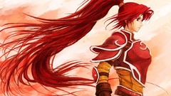 Anime armor red eyes anime girls redheads standing artwork