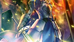 Anime armor saber blondes anime girls fate zero green hair fate 