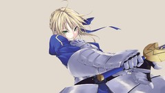 Anime armor saber Swords blondes anime girls green eyes fate 