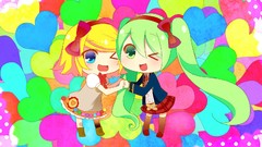 Anime artist Chibi blondes multicolor anime girls blue eyes 