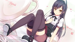 Anime artist gin Ribbons anime girls yellow eyes black hair 