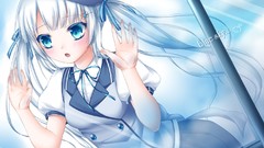 Anime artist hats white hair anime girls blue eyes school 