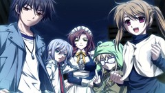 Anime back long hair school uniforms short hair