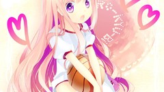 Anime basketball pink hair anime girls ro-kyu-bu purple eyes 