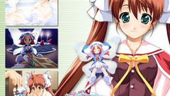 Anime bathing anime girls green eyes brunettes school uniforms 