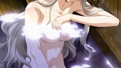 Anime bathing white hair blush long hair yosuga no sora ecchi 