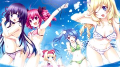 Anime Beaches anime girls bikini topless
