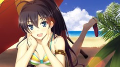 Anime Beaches anime girls blue eyes black hair idolmaster 