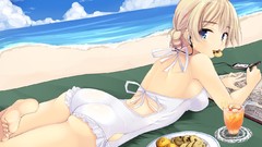Anime Beaches anime girls blue eyes girls und panzer darjeeling