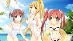 Anime Beaches anime girls ecchi bikini beach girls
