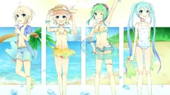 Anime Beaches anime girls hatsune miku vocaloid kagamine len 