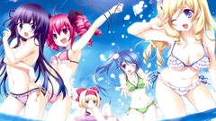 Anime Beaches blondes anime girls bikini topless