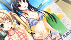 Anime Beaches green eyes brown eyes black hair yuuki hagure 
