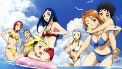 Anime Beaches legs blondes big eyes anime girls brown eyes 