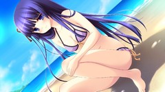 Anime Beaches legs smiling long hair anime girls lingerie hyper 
