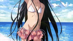 Anime Beaches long hair anime girls blue eyes brunettes 